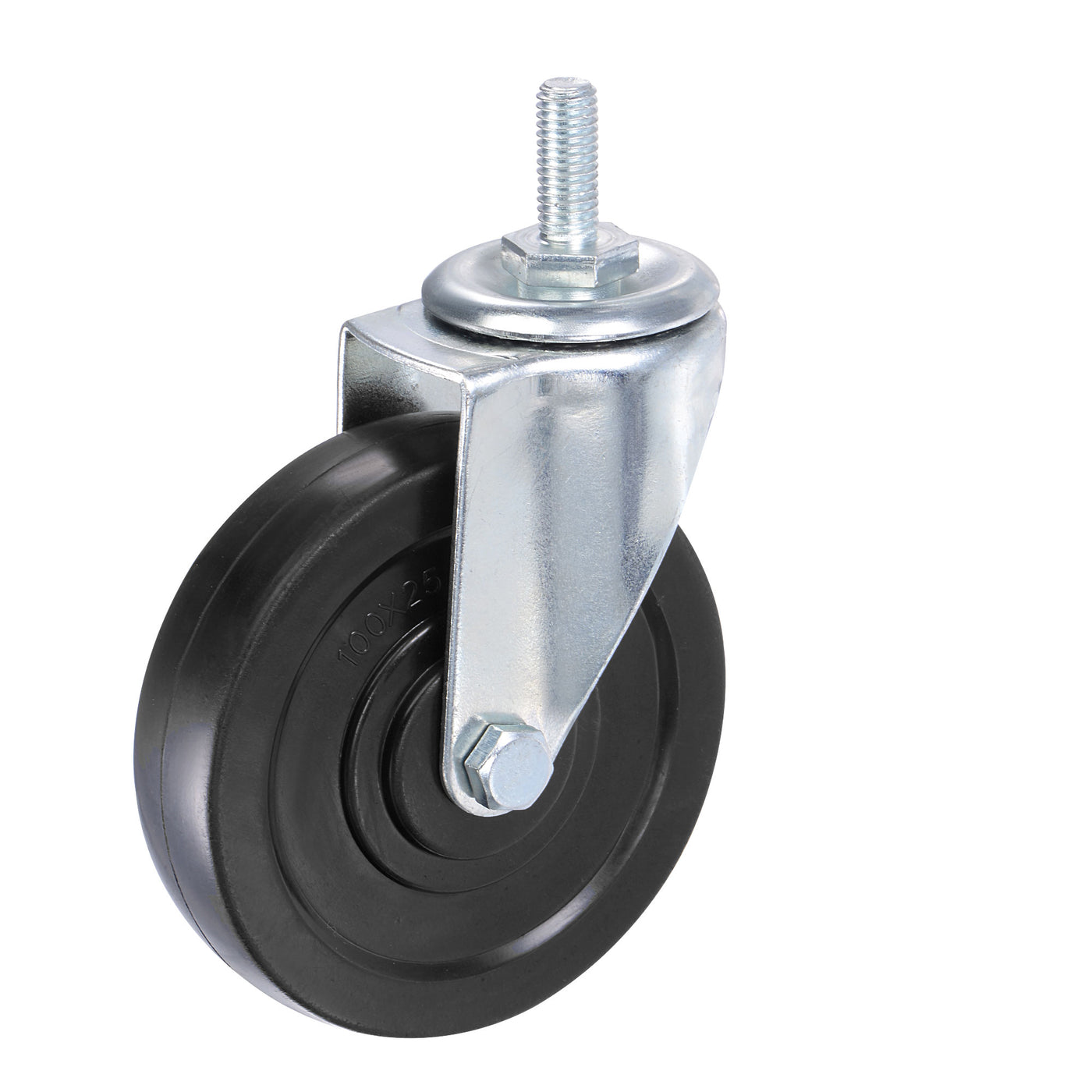 Harfington Swivel Stem Caster 4" Diameter 132Lbs Load Capacity, Rubber, Black
