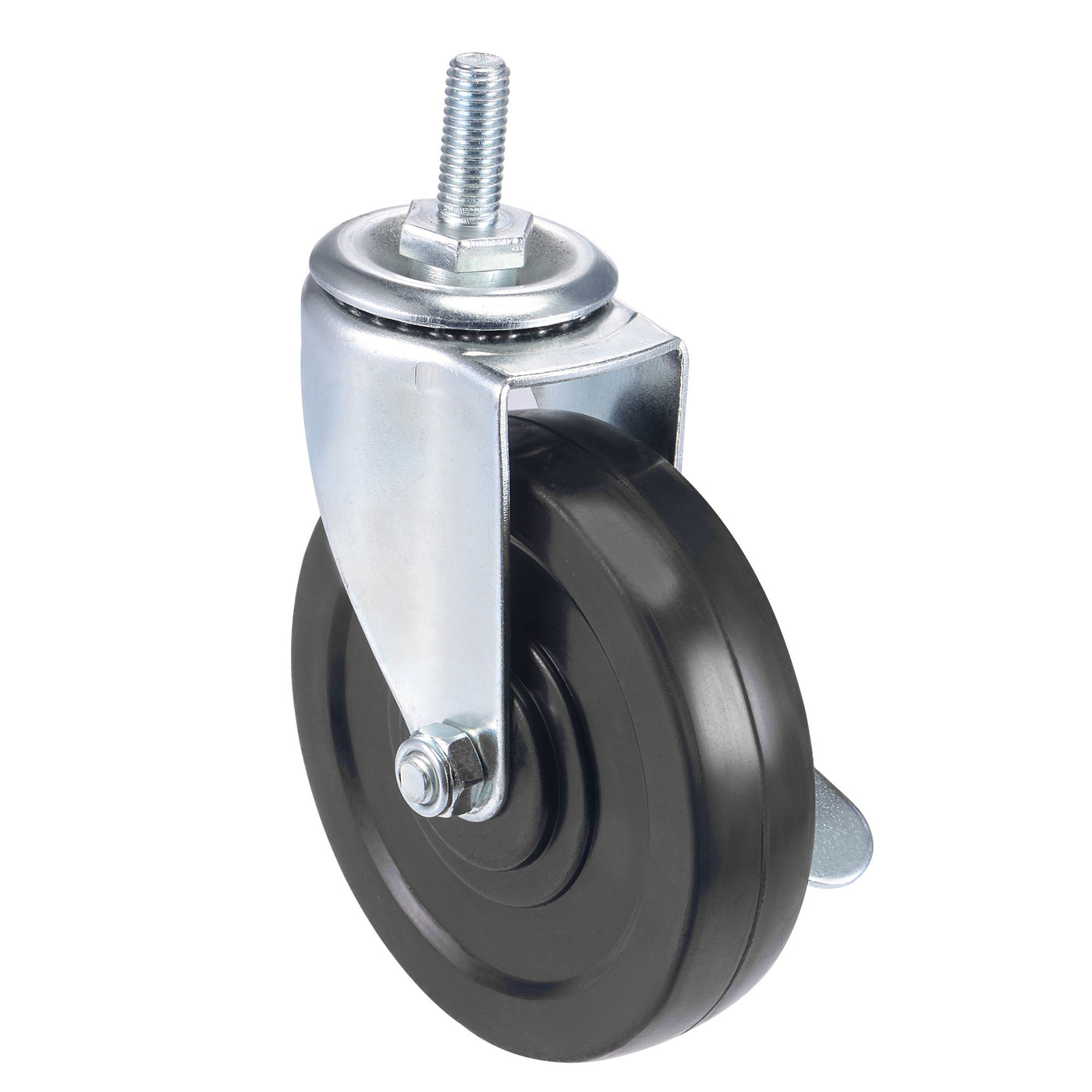 Harfington Swivel Stem Caster with Brake 4" Dia 132Lbs Load Capacity, Rubber, Black