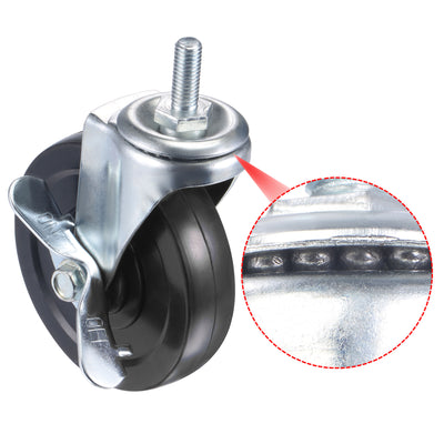 Harfington Swivel Stem Caster with Brake 4" Dia 132Lbs Load Capacity, Rubber, Black