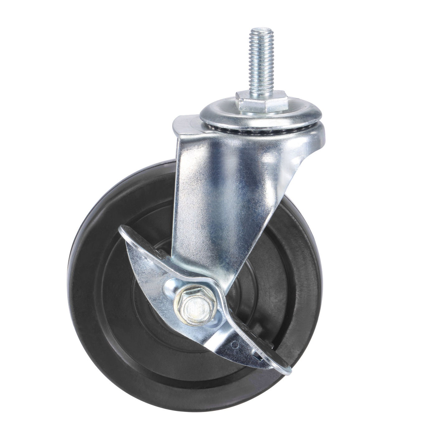 Harfington Swivel Stem Caster with Brake 4" Dia 132Lbs Load Capacity, Rubber, Black