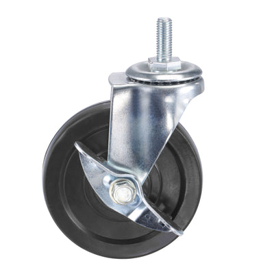 Harfington Swivel Stem Caster with Brake 4" Dia 132Lbs Load Capacity, Rubber, Black