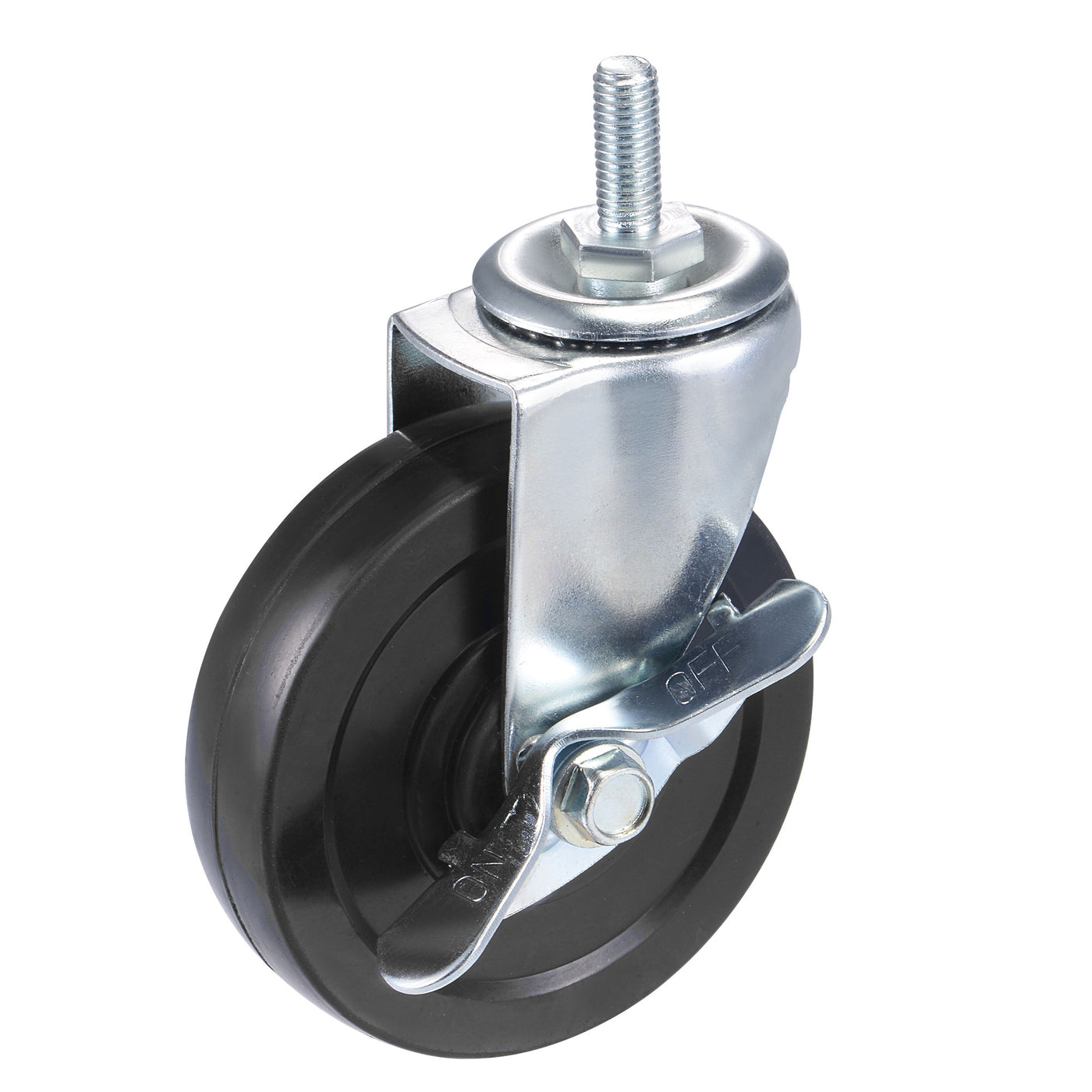 Harfington Swivel Stem Caster with Brake 4" Dia 132Lbs Load Capacity, Rubber, Black