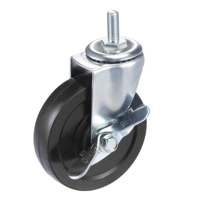 Harfington Swivel Stem Caster with Brake 4" Dia 132Lbs Load Capacity, Rubber, Black