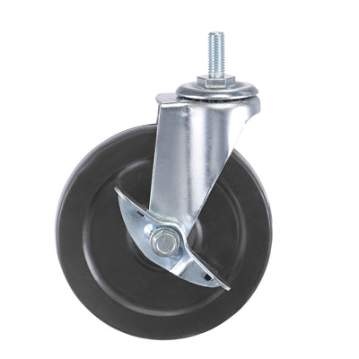 Harfington Swivel Stem Caster with Brake 5" Dia 154Lbs Load Capacity, Rubber, Black