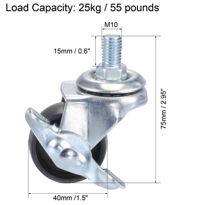 Harfington Swivel Stem Caster with Brake for Trolley, Nylon