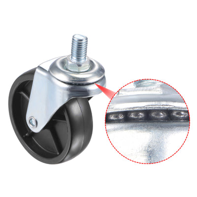 Harfington Swivel Stem Caster 2.5" Diameter 66Lbs Load Capacity, Nylon, Black, 4pcs