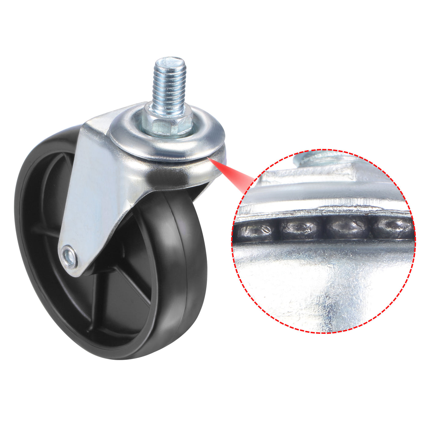 Harfington Swivel Stem Caster 3" Diameter 66Lbs Load Capacity, TPE, Black