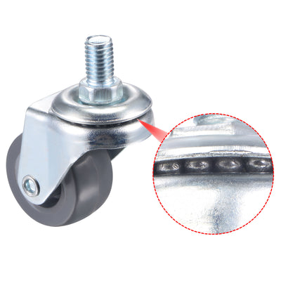 Harfington Swivel Stem Caster 1.5" Diameter 55Lbs Load Capacity, TPE, Gray, 4pcs