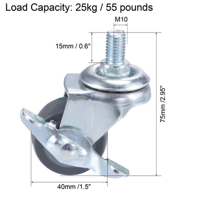 Harfington Swivel Stem Caster with Brake Diameter Load Capacity, for Workbench Trolley, TPE