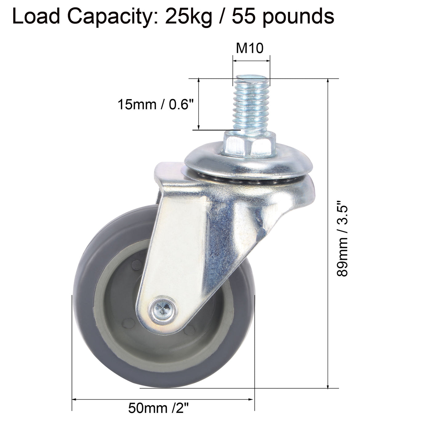 Harfington Swivel Stem Caster Load Capacity, for Workbench Trolley, TPE