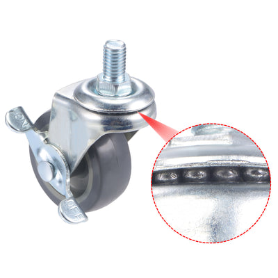 Harfington Swivel Stem Caster with Brake 2" Dia 55Lbs Load Capacity, TPE, Gray, 4pcs