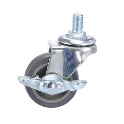 Harfington Swivel Stem Caster with Brake 2" Dia 55Lbs Load Capacity, TPE, Gray, 4pcs