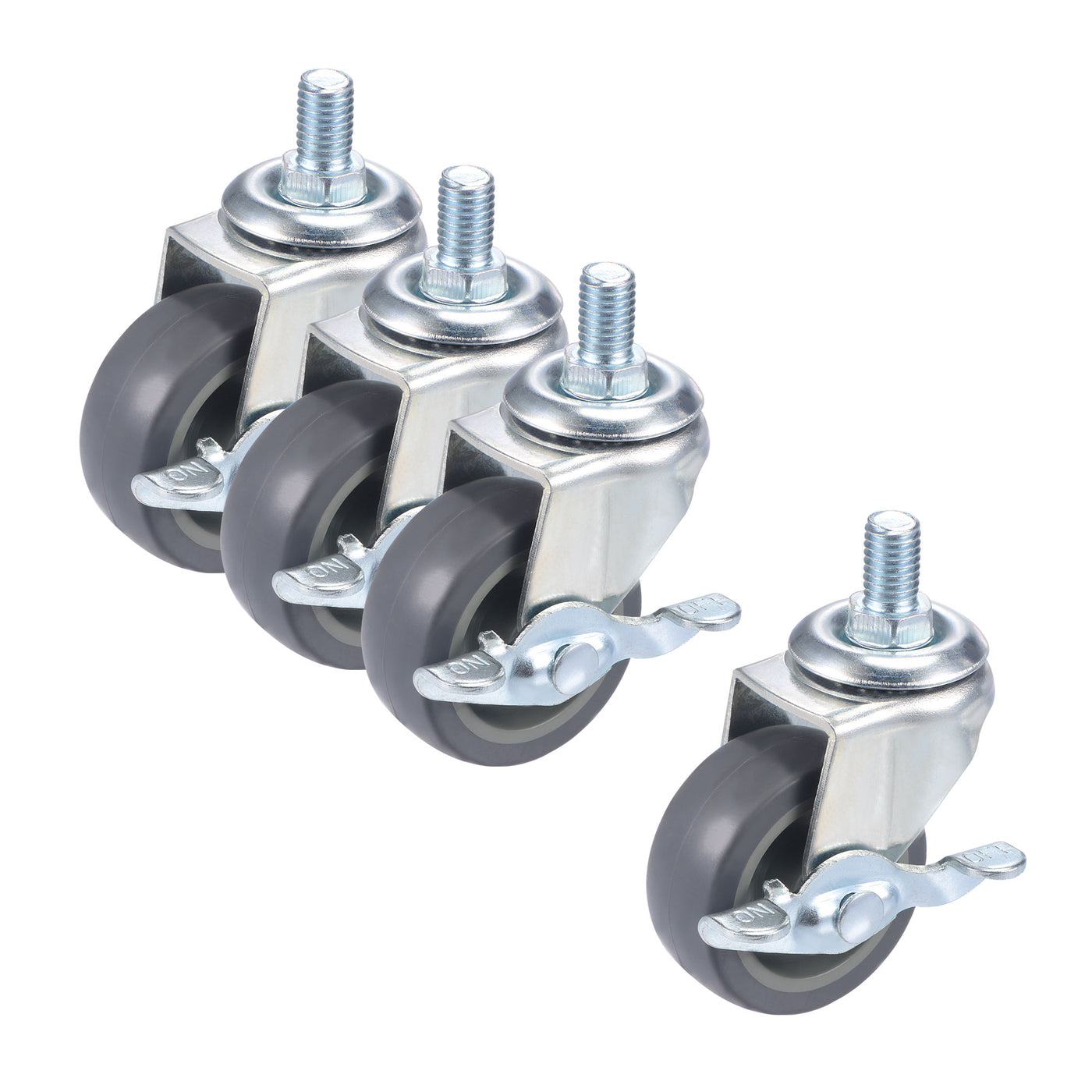 Harfington Swivel Stem Caster with Brake 2" Dia 55Lbs Load Capacity, TPE, Gray, 4pcs