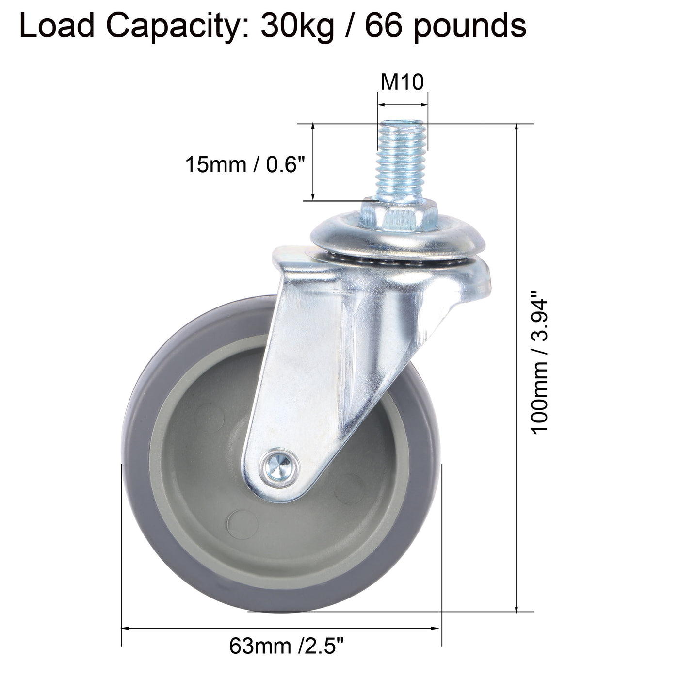Harfington Swivel Stem Caster Capacity, for Workbench Trolley, TPE