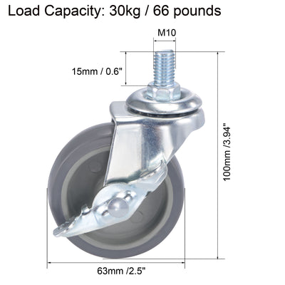 Harfington Swivel Stem Caster with Brake Diameter Load Capacity, for Workbench Trolley, TPE