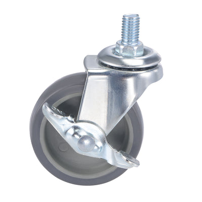 Harfington Swivel Stem Caster with Brake 2.5" Dia 66Lbs Load Capacity, TPE, Gray, 4pcs