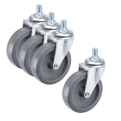 Harfington Swivel Stem Caster 3" Diameter 66Lbs Load Capacity, TPE, Gray, 4pcs
