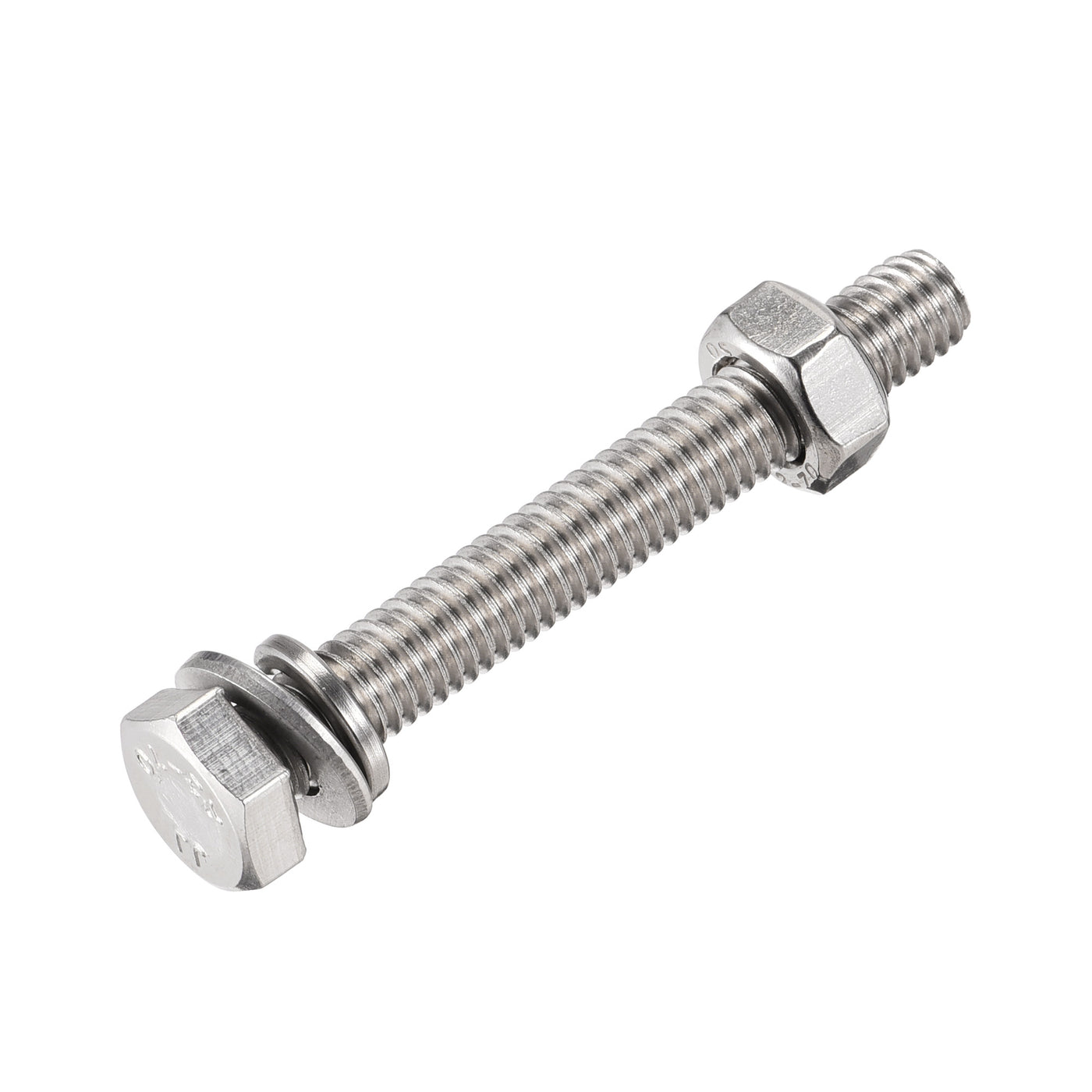 Harfington Hex Head Screws Bolts, Nuts, Flat & Lock Washers Kits, 304 Stainless Steel Fully Thread Hexagon Bolt 6 Sets
