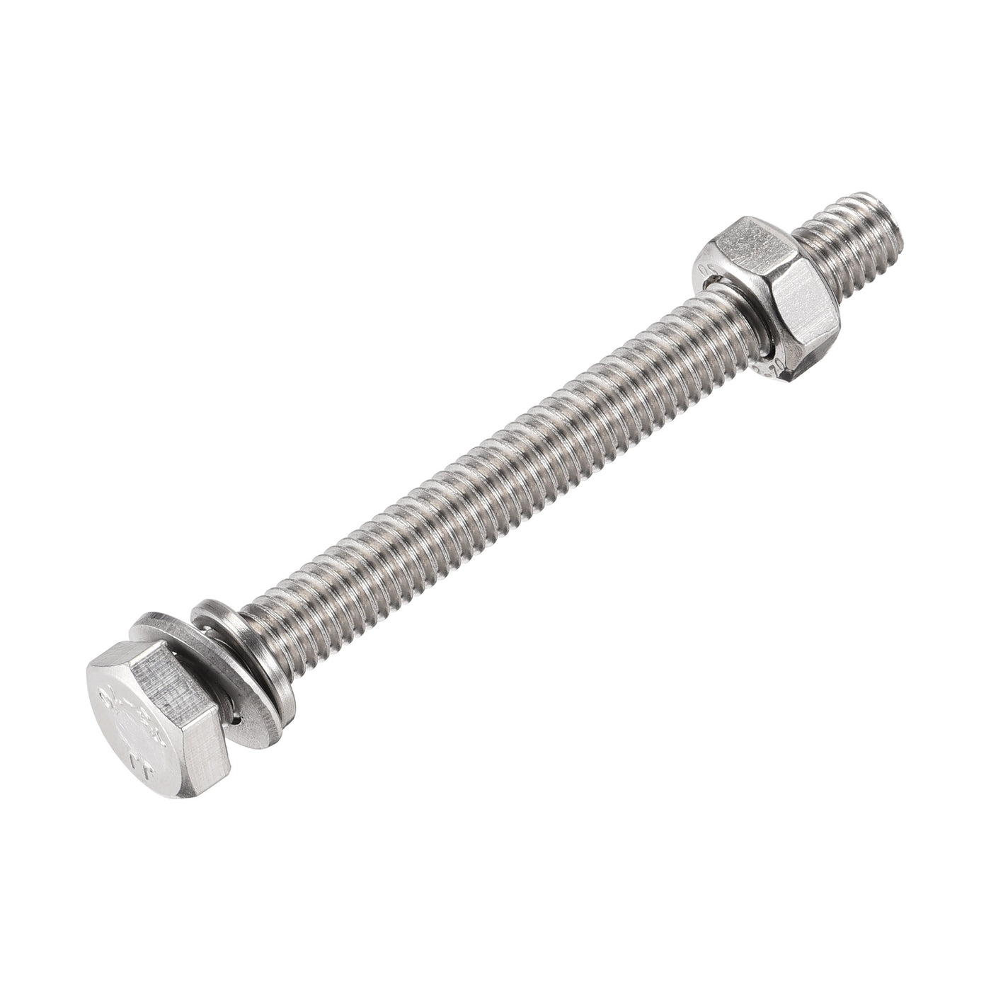 Harfington Hex Head Screws Bolts, Nuts, Flat & Lock Washers Kits, 304 Stainless Steel Fully Thread Hexagon Bolt 6 Sets