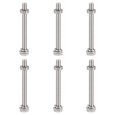 Harfington Hex Head Screws Bolts, Nuts, Flat & Lock Washers Kits, 304 Stainless Steel Fully Thread Hexagon Bolt 6 Sets