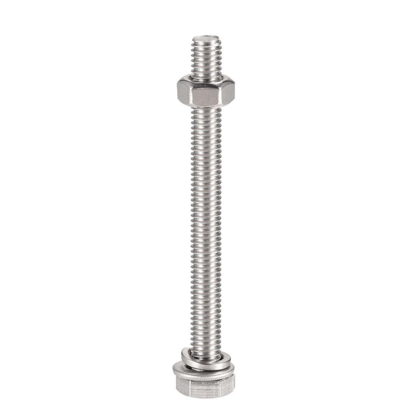 Harfington Hex Head Screws Bolts, Nuts, Flat & Lock Washers Kits, 304 Stainless Steel Fully Thread Hexagon Bolt 6 Sets
