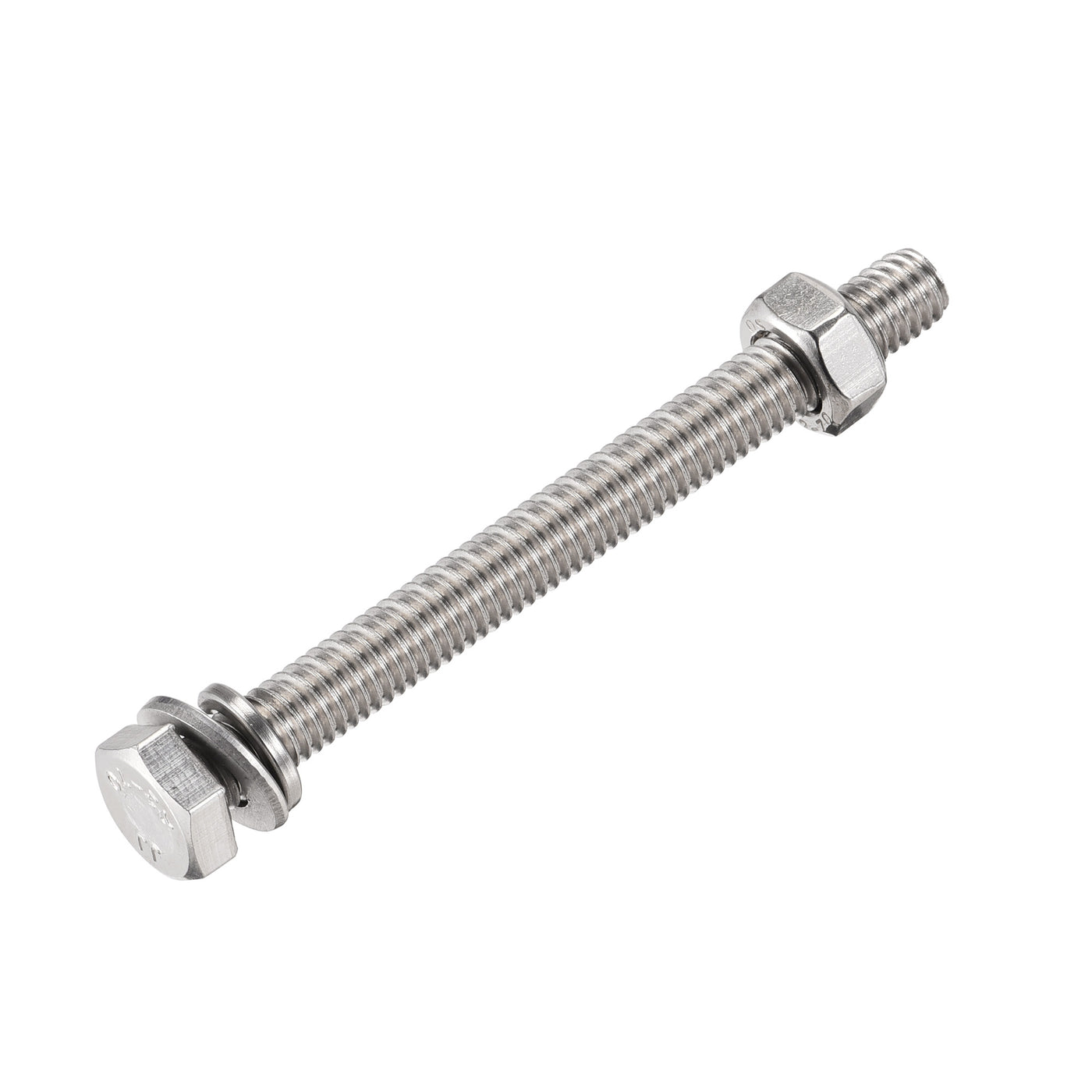 Harfington Hex Head Screws Bolts, Nuts, Flat & Lock Washers Kits, 304 Stainless Steel Fully Thread Hexagon Bolt 6 Sets