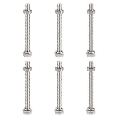 Harfington Hex Head Screws Bolts, Nuts, Flat & Lock Washers Kits, 304 Stainless Steel Fully Thread Hexagon Bolt 6 Sets