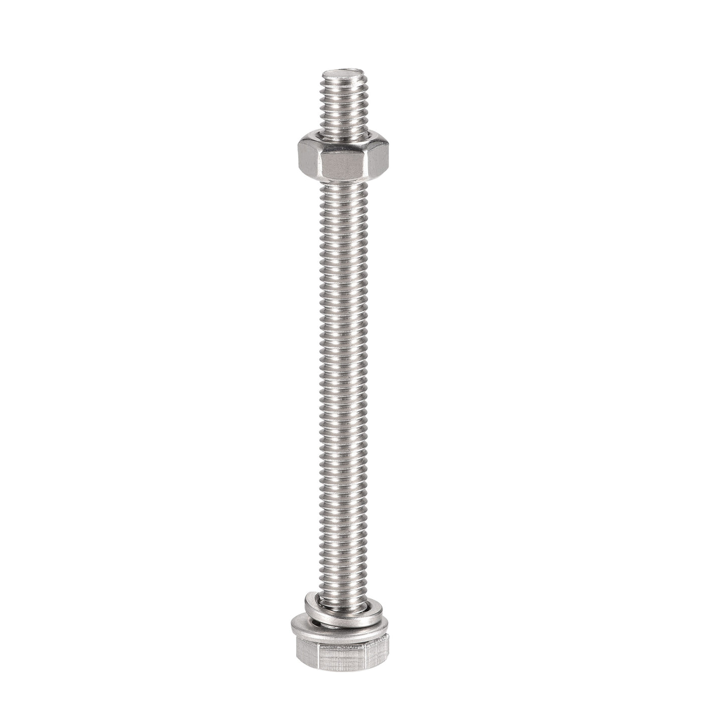 Harfington Hex Head Screws Bolts, Nuts, Flat & Lock Washers Kits, 304 Stainless Steel Fully Thread Hexagon Bolt 6 Sets