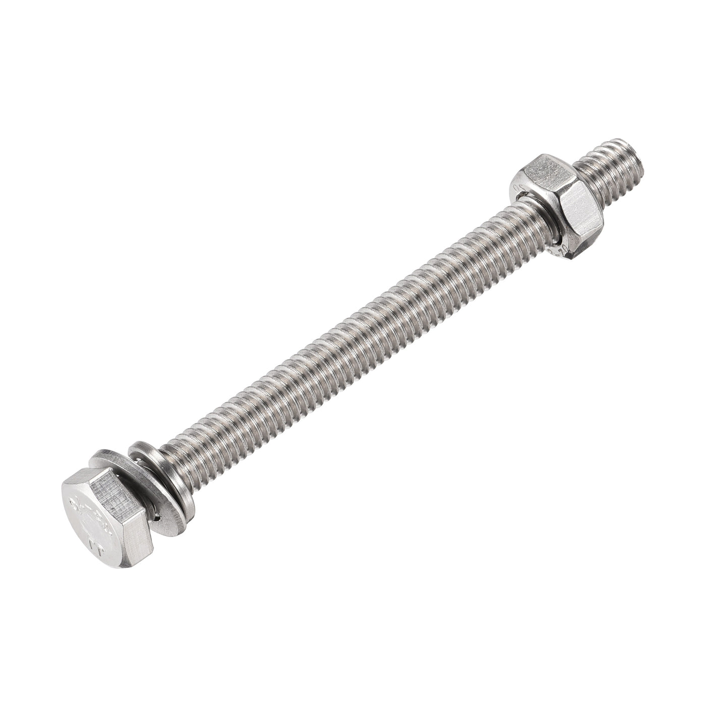 Harfington Hex Head Screws Bolts, Nuts, Flat & Lock Washers Kits, 304 Stainless Steel Fully Thread Hexagon Bolt 6 Sets