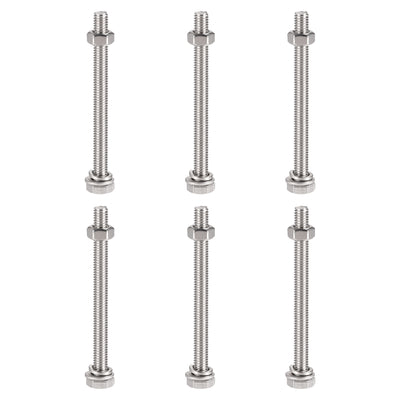 Harfington Hex Head Screws Bolts, Nuts, Flat & Lock Washers Kits, 304 Stainless Steel Fully Thread Hexagon Bolt 6 Sets