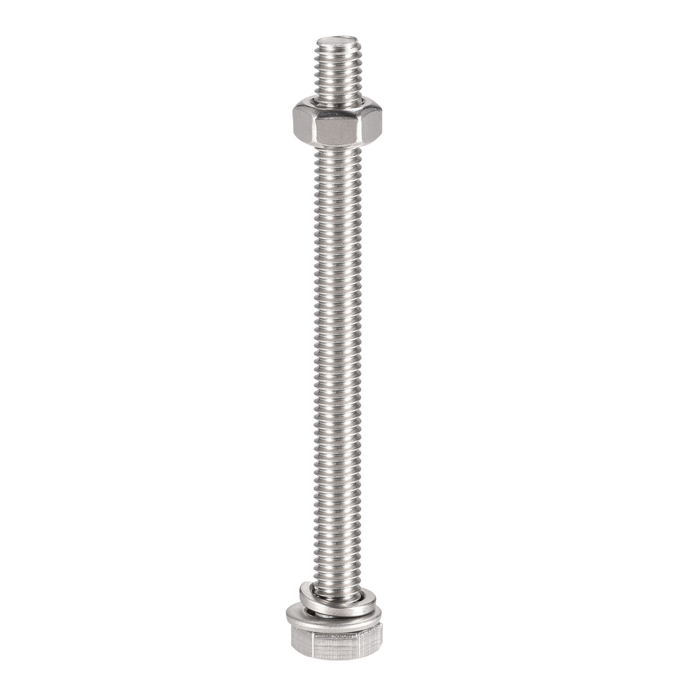 Harfington Hex Head Screws Bolts, Nuts, Flat & Lock Washers Kits, 304 Stainless Steel Fully Thread Hexagon Bolt 6 Sets