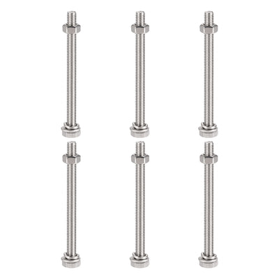 Harfington Hex Head Screws Bolts, Nuts, Flat & Lock Washers Kits, 304 Stainless Steel Fully Thread Hexagon Bolt 6 Sets