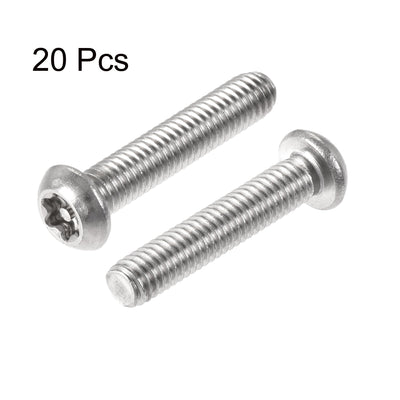 Harfington M6x30mm Torx Security Machine Screw, 20pcs Pan Head Screws Inside Column, with T30 L-Type Wrench, 304 Stainless Steel Fasteners Bolts