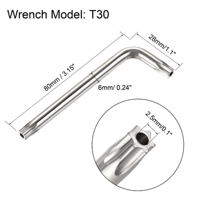 Harfington M6x40mm Torx Security Machine Screw, 20pcs Pan Head Screws Inside Column, with T30 L-Type Wrench, 304 Stainless Steel Fasteners Bolts