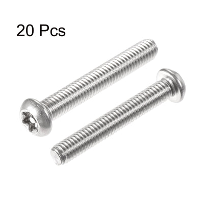 Harfington M6x40mm Torx Security Machine Screw, 20pcs Pan Head Screws Inside Column, with T30 L-Type Wrench, 304 Stainless Steel Fasteners Bolts