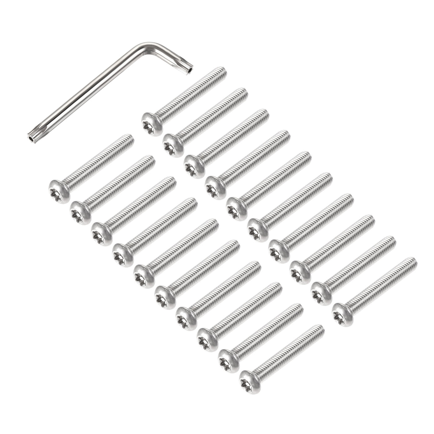 Harfington M6x40mm Torx Security Machine Screw, 20pcs Pan Head Screws Inside Column, with T30 L-Type Wrench, 304 Stainless Steel Fasteners Bolts