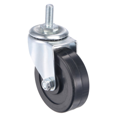 Harfington Swivel Stem Caster 3" Diameter 110Lbs Load Capacity, Rubber, Black, Pack of 4