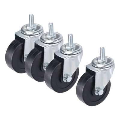 Harfington Swivel Stem Caster 3" Diameter 110Lbs Load Capacity, Rubber, Black, Pack of 4