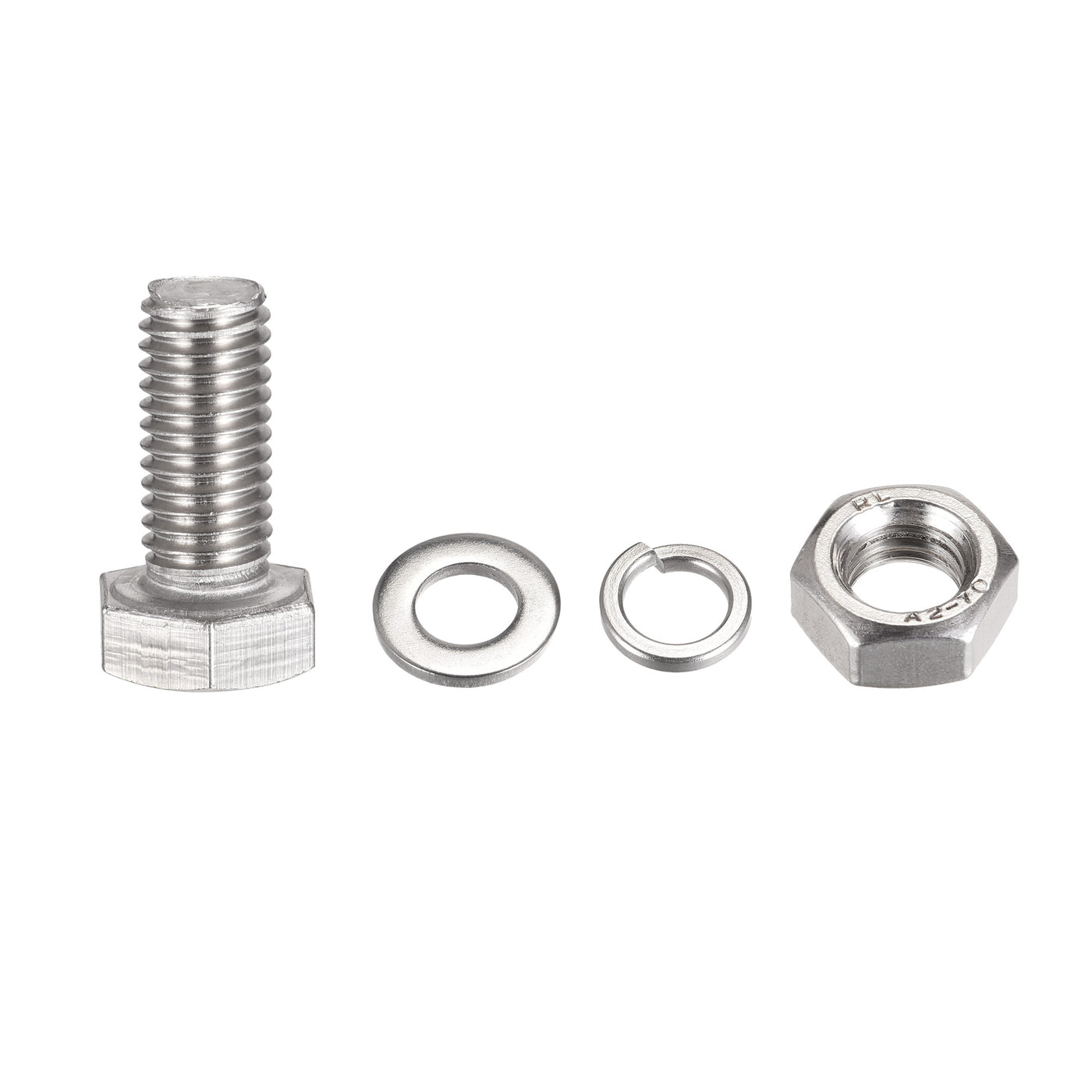 Harfington M10 x 25mm Hex Head Screws Bolts, Nuts, Flat & Lock Washers Kits, 304 Stainless Steel Fully Thread Hexagon Bolts 8 Sets