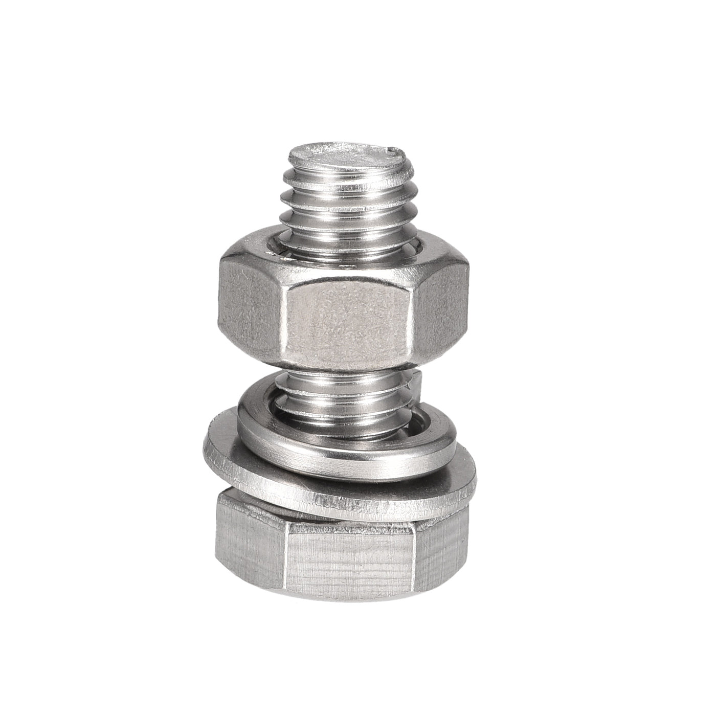 Harfington M10 x 25mm Hex Head Screws Bolts, Nuts, Flat & Lock Washers Kits, 304 Stainless Steel Fully Thread Hexagon Bolts 8 Sets