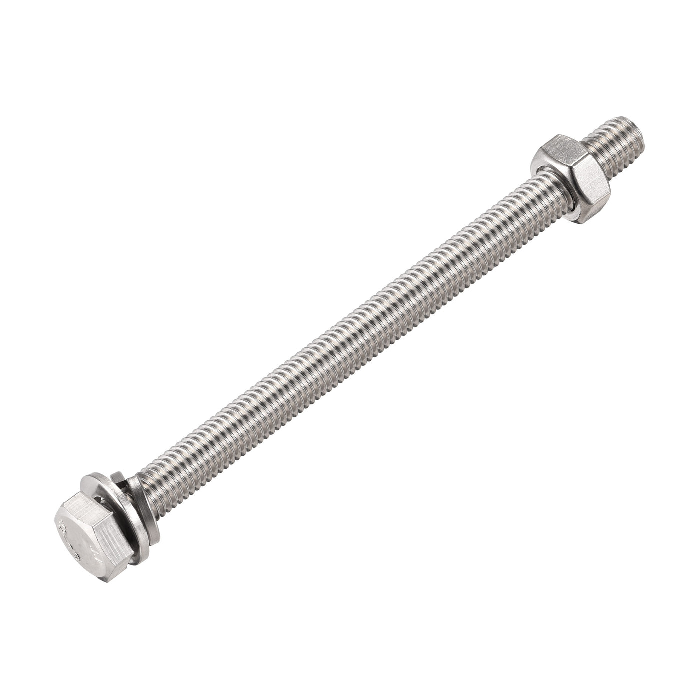 Harfington M10 x 140mm Hex Head Screws Bolts, Nuts, Flat & Lock Washers Kits, 304 Stainless Steel Fully Thread Hexagon Bolts 4 Sets