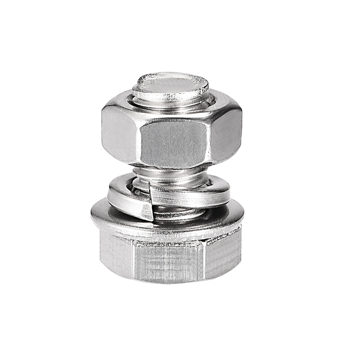 Harfington Hex Head Screws Bolts, Nuts, Flat & Lock Washers Kits, 304 Stainless Steel Fully Thread Hexagon Bolts 4 Set