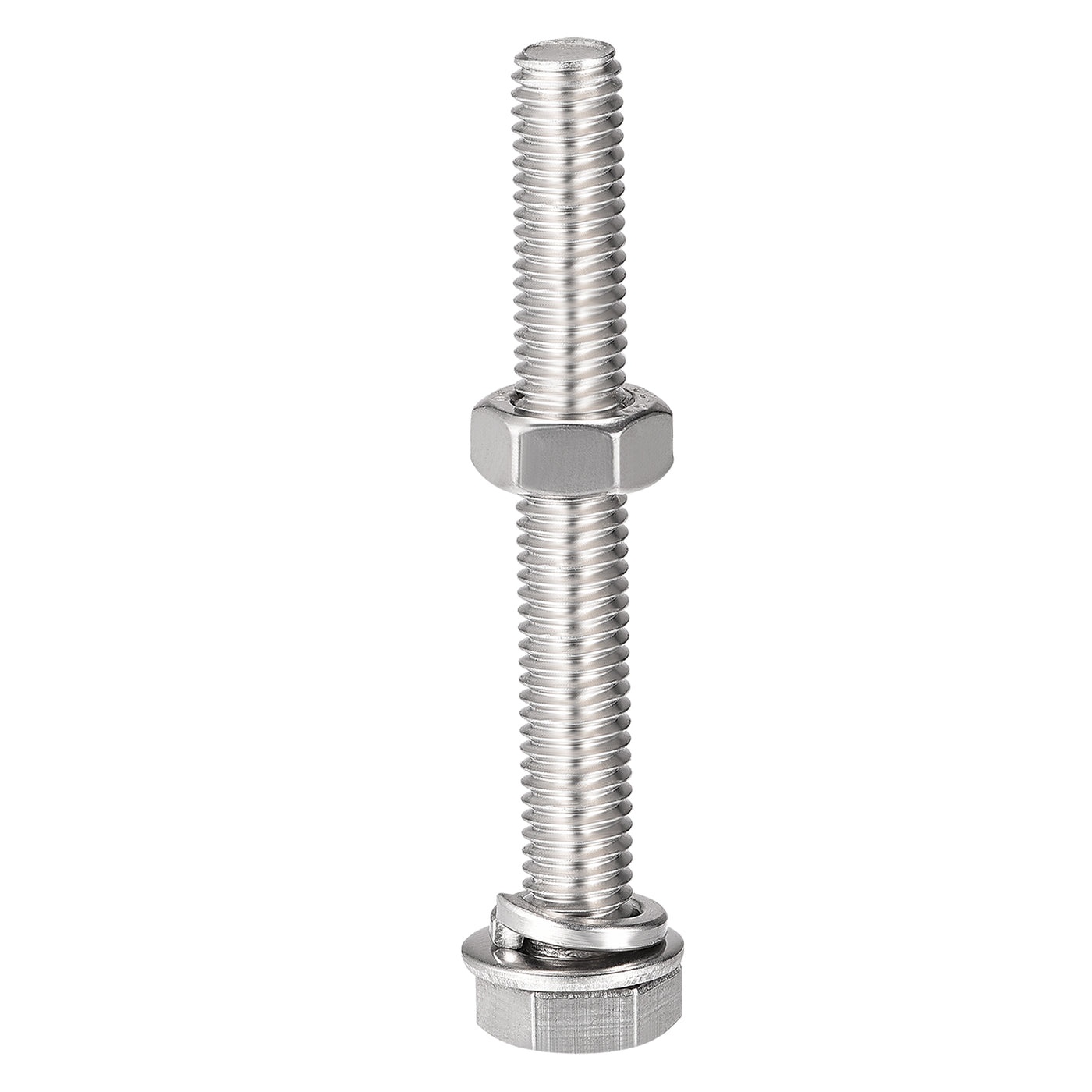 Harfington Hex Head Screws Bolts, Nuts, Flat & Lock Washers Kits, 304 Stainless Steel Fully Thread Hexagon Bolts 6 Sets