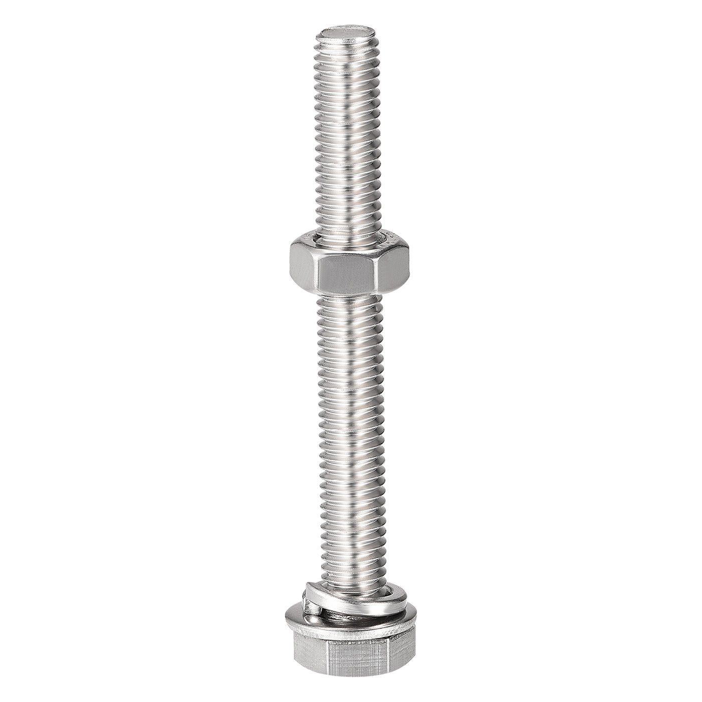 Harfington Hex Head Screws Bolts, Nuts, Flat & Lock Washers Kits, 304 Stainless Steel Fully Thread Hexagon Bolts 6 Sets