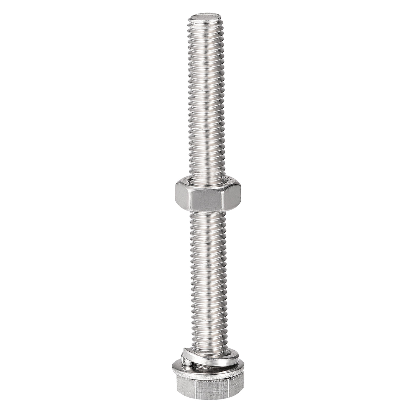 Harfington Hex Head Screws Bolts, Nuts, Flat & Lock Washers Kits, 304 Stainless Steel Fully Thread Hexagon Bolts 6 Sets
