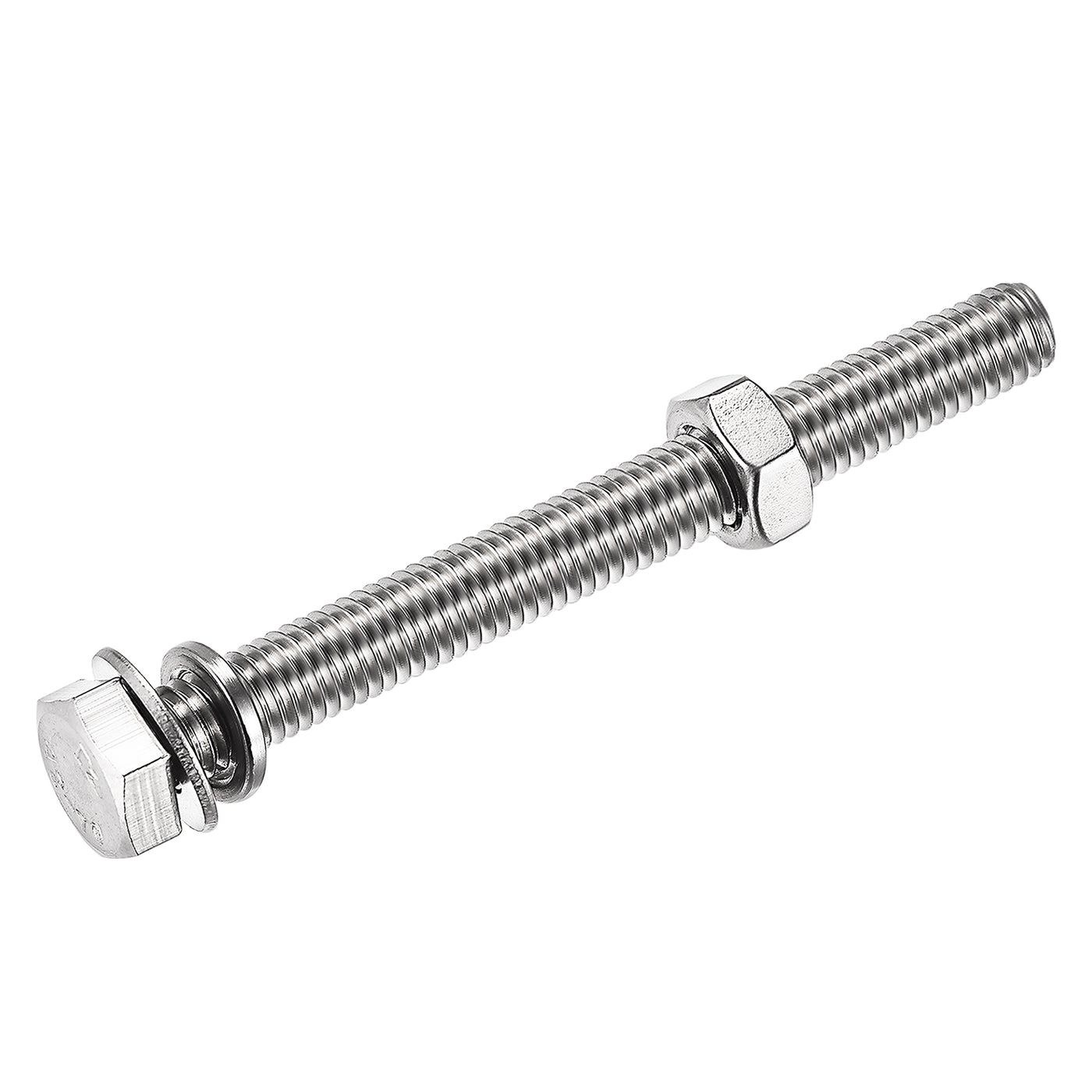 Harfington Hex Head Screws Bolts, Nuts, Flat & Lock Washers Kits, 304 Stainless Steel Fully Thread Hexagon Bolts 6 Sets