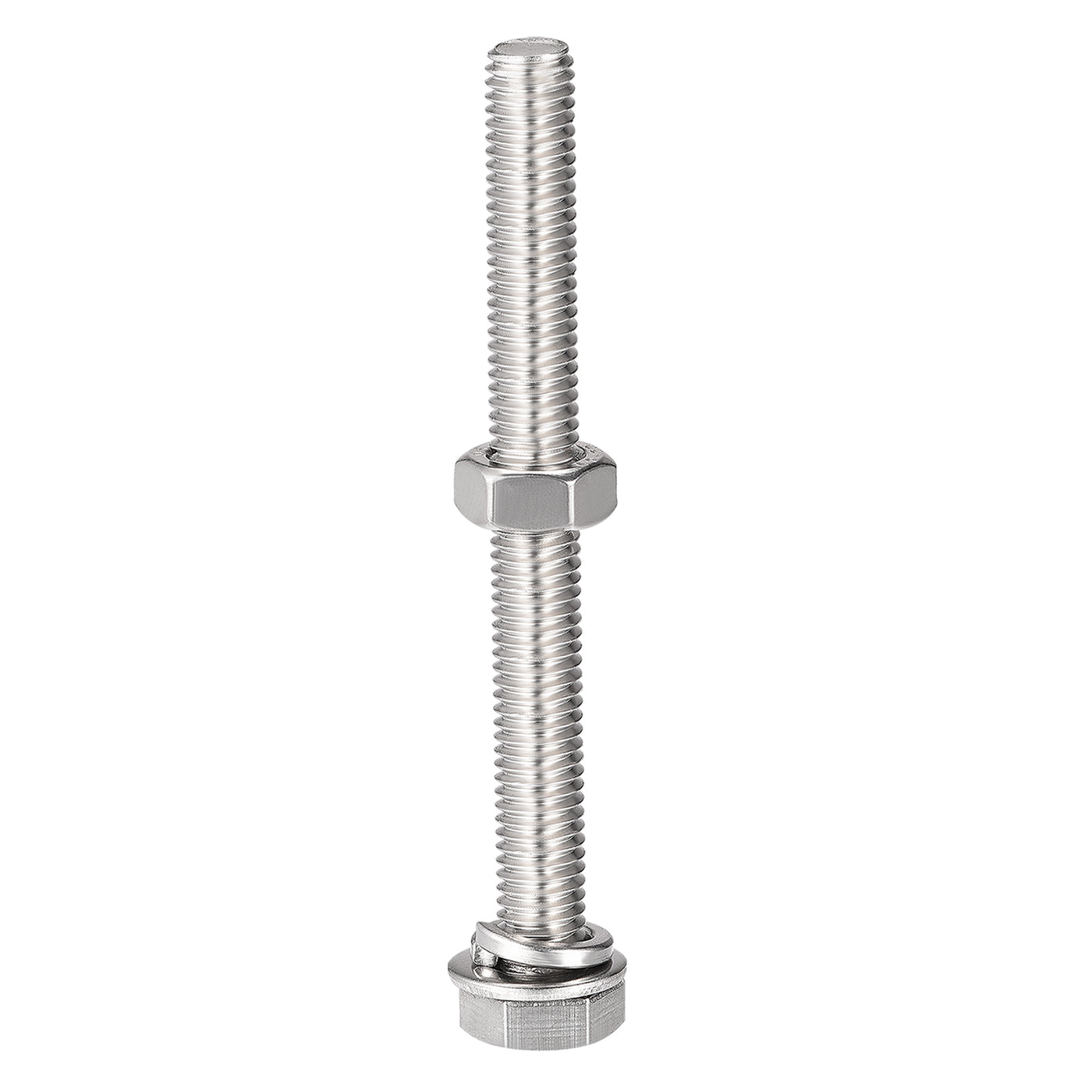 Harfington Hex Head Screws Bolts, Nuts, Flat & Lock Washers Kits, 304 Stainless Steel Fully Thread Hexagon Bolts 6 Sets