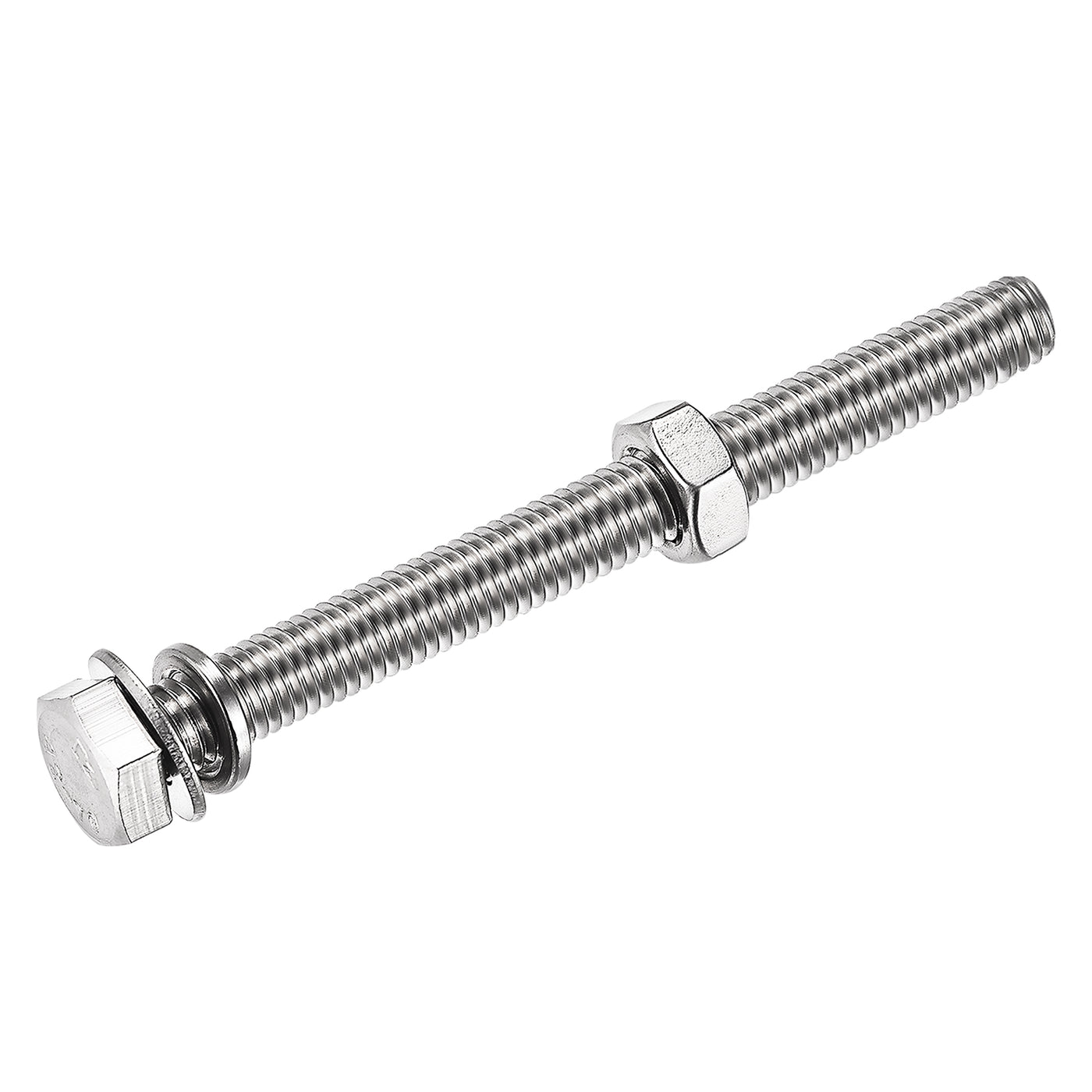 Harfington Hex Head Screws Bolts, Nuts, Flat & Lock Washers Kits, 304 Stainless Steel Fully Thread Hexagon Bolts 6 Sets