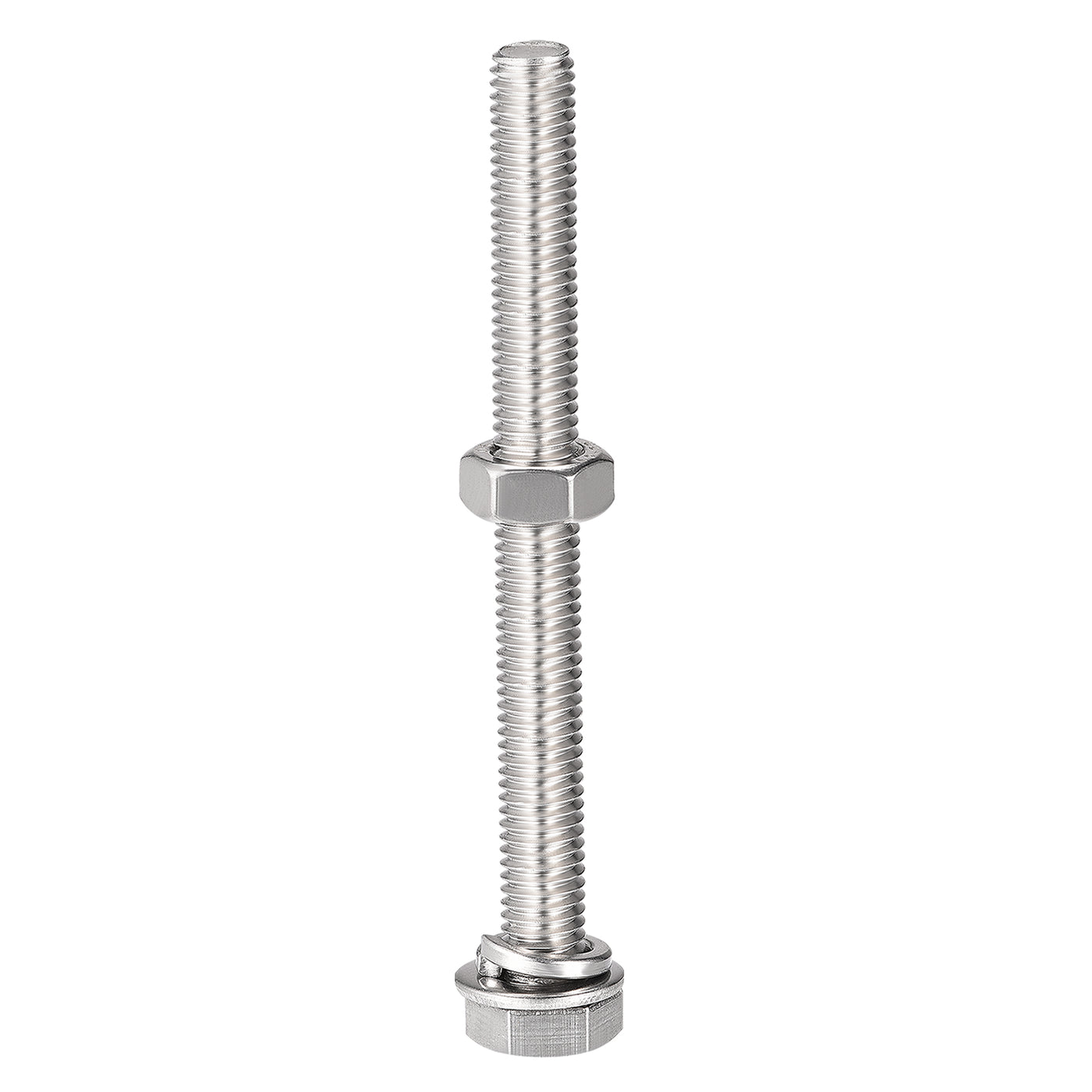 Harfington Hex Head Screws Bolts, Nuts, Flat & Lock Washers Kits, 304 Stainless Steel Fully Thread Hexagon Bolts 6 Sets