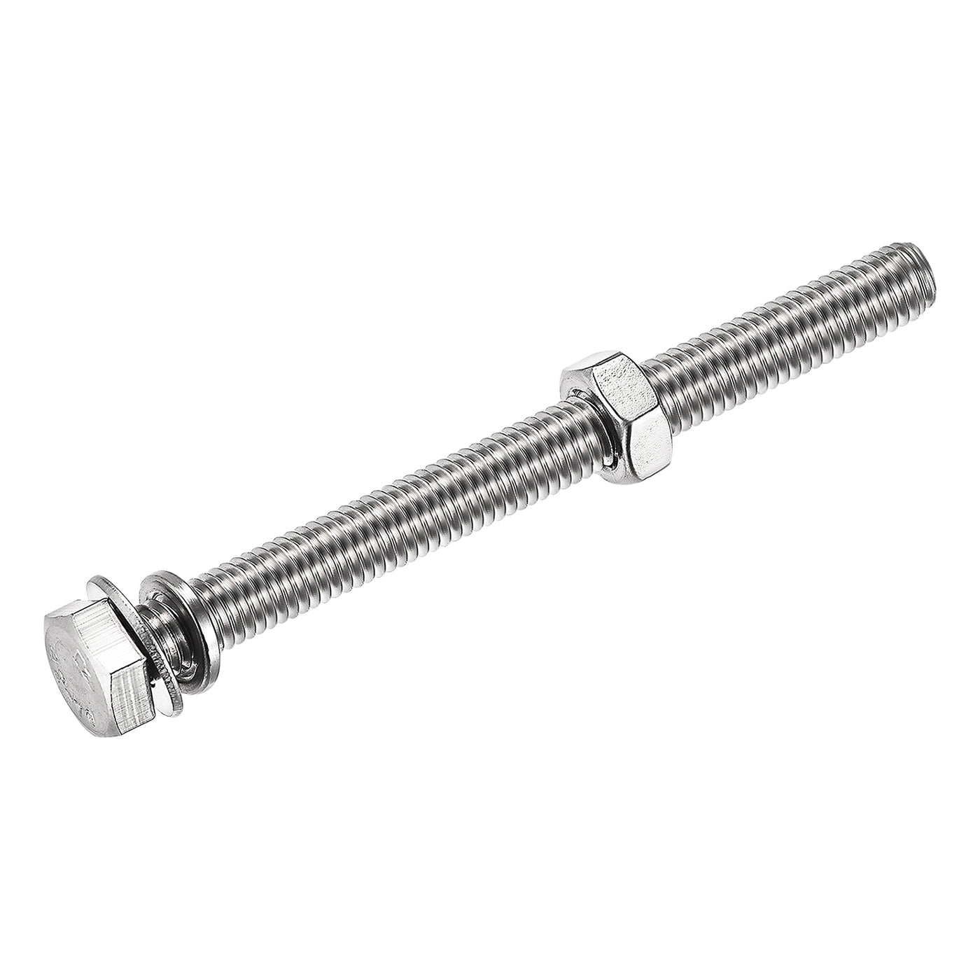 Harfington Hex Head Screws Bolts, Nuts, Flat & Lock Washers Kits, 304 Stainless Steel Fully Thread Hexagon Bolts 6 Sets